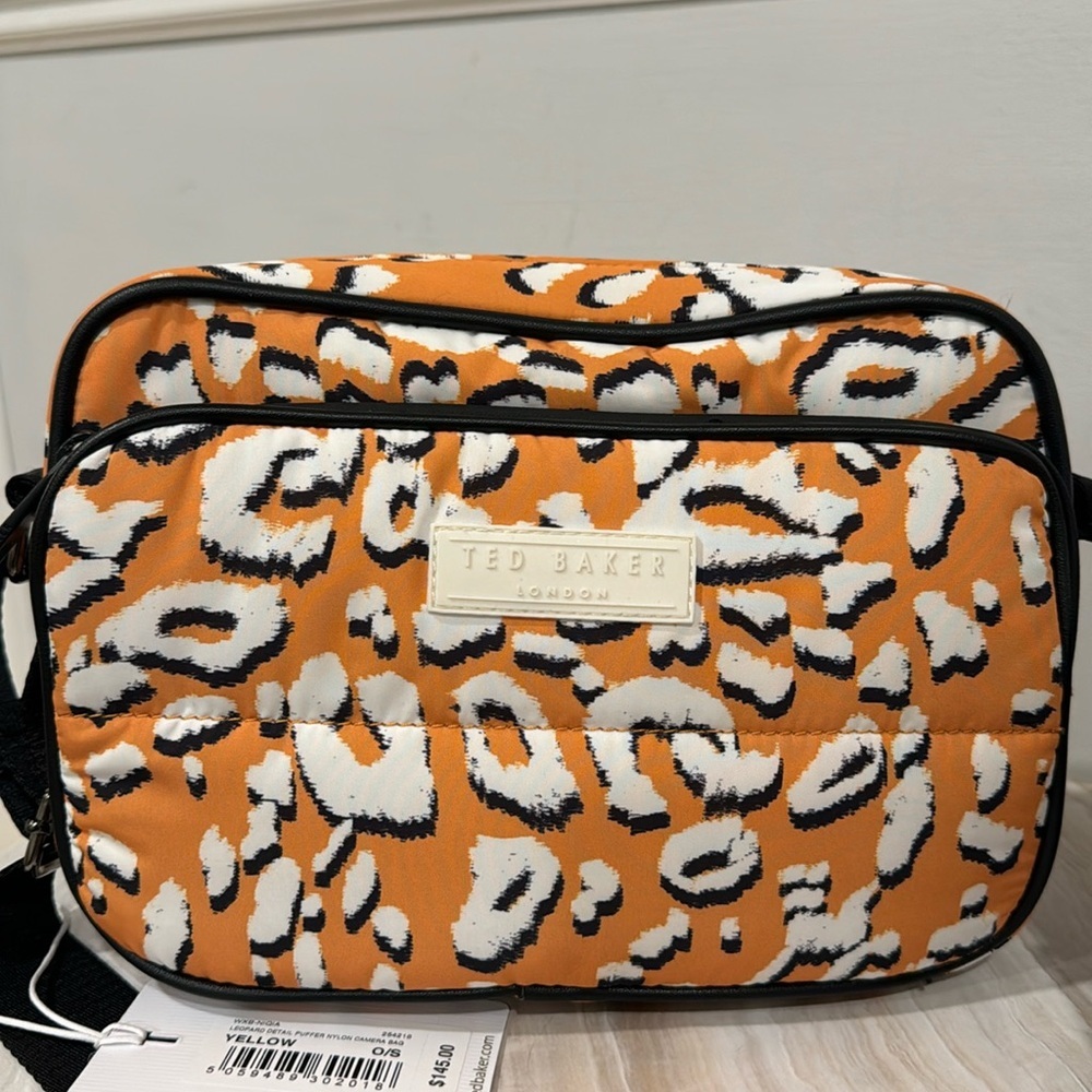 Ted Baker Bag Leopard Detail Nylon Puffer Camera Bag  Cellphone Holder Crossbody - Picture 4 of 17